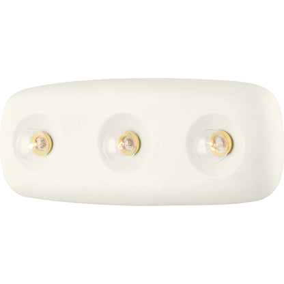 Colleen Bath Sconce by Mitzi in aged brass, satin ivory. Made from steel in a unique style.