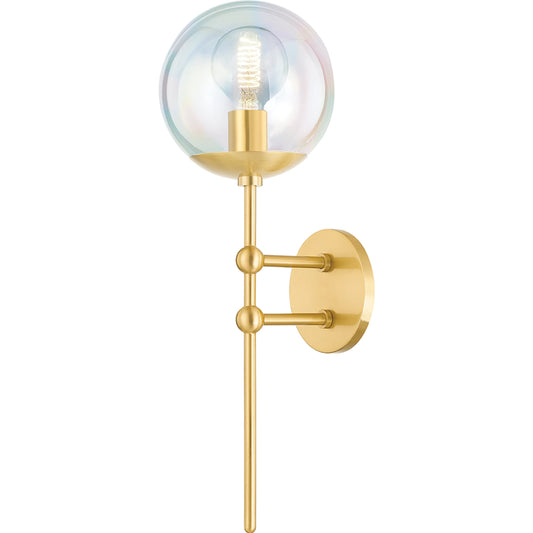 Ophelia 1 Light Wall Sconce by Mitzi in aged brass. Made from steel in a modern style.