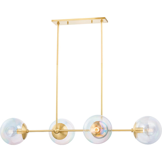 Ophelia 4 Light Island Light by Mitzi in aged brass. Made from steel in a modern style.