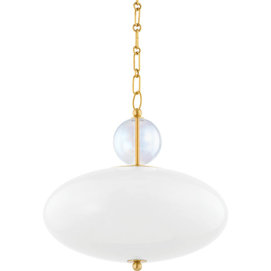 Viviana 1 Light Pendant by Mitzi in aged brass. Made from glass in a modern style.