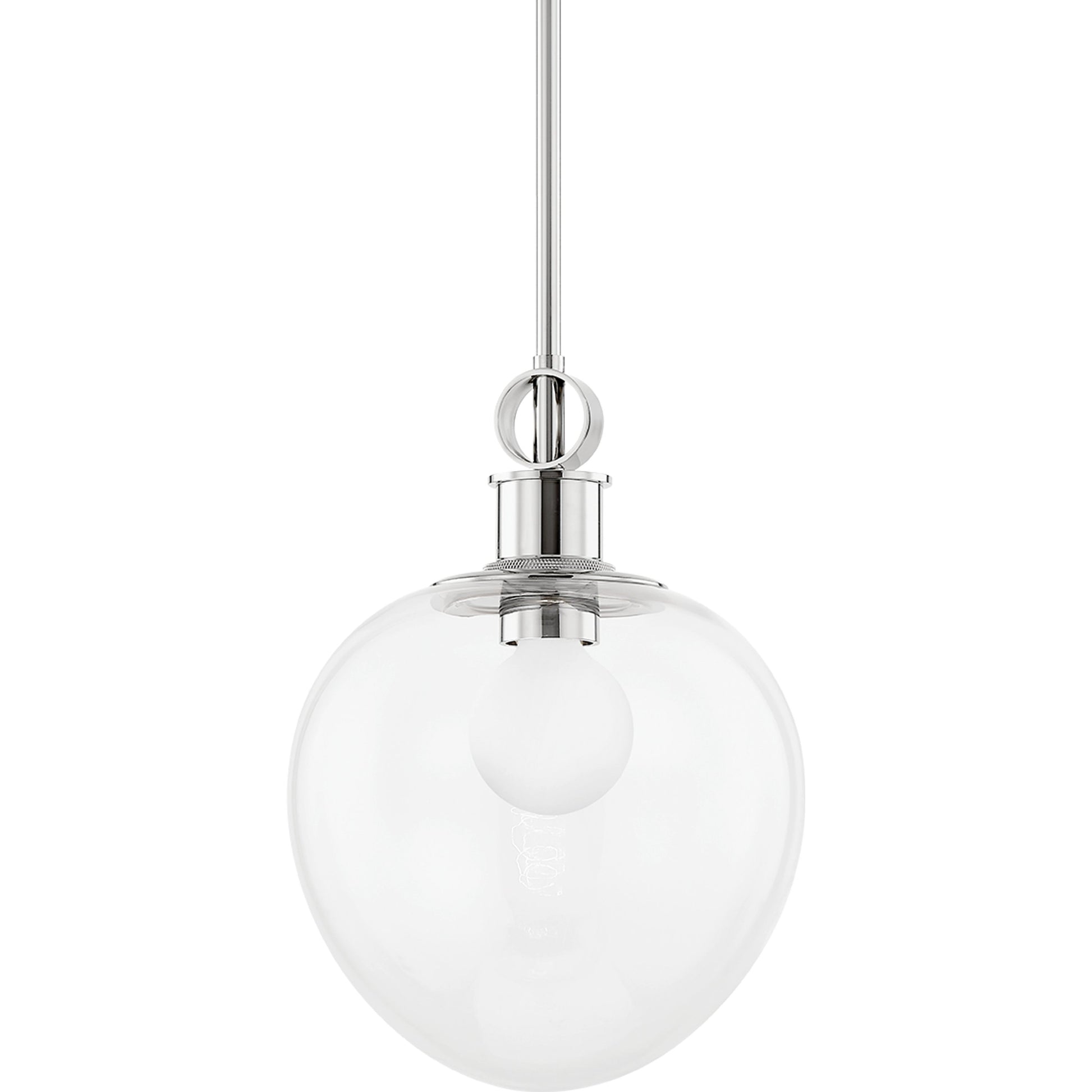 Anna 1 Light Pendant by Mitzi in polished nickel. Made from steel in a modern style.