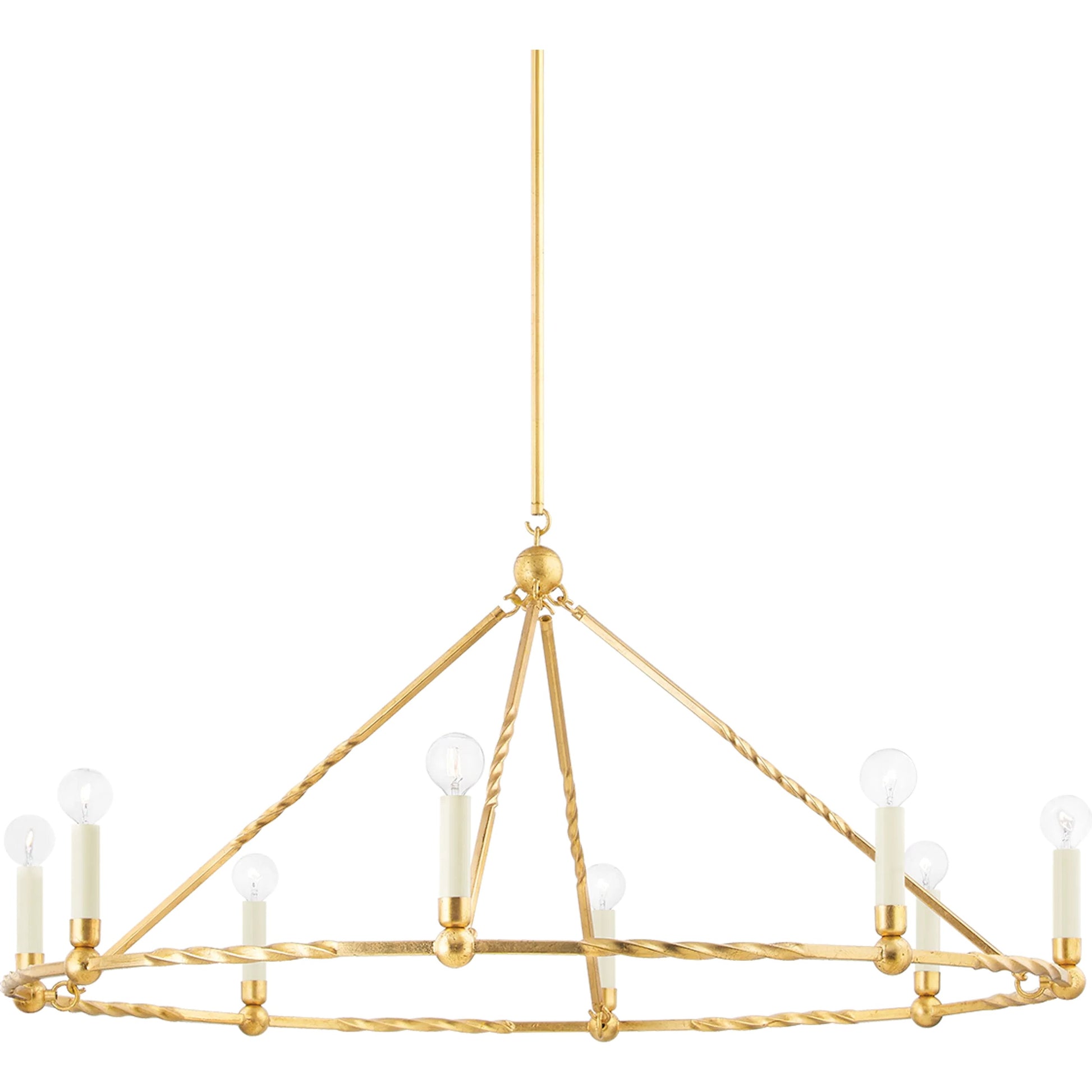 Josephine 8 Light Chandelier by Mitzi in vintage gold leaf. Made from steel in a modern style.