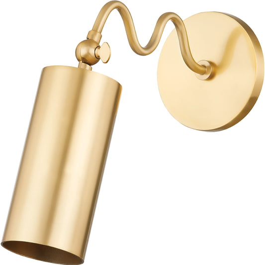 Bea 1 Light Wall Sconce by Mitzi in aged brass. Made from steel in a modern style.