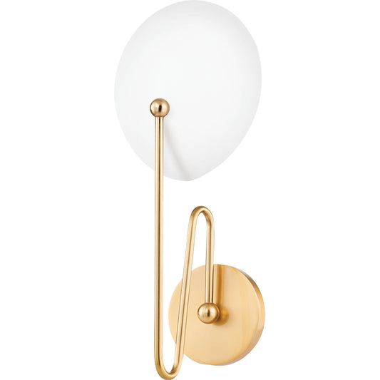 Hattie 1 Light Wall Sconce by Mitzi in aged brass, textured white combo. Made from steel in a modern style.