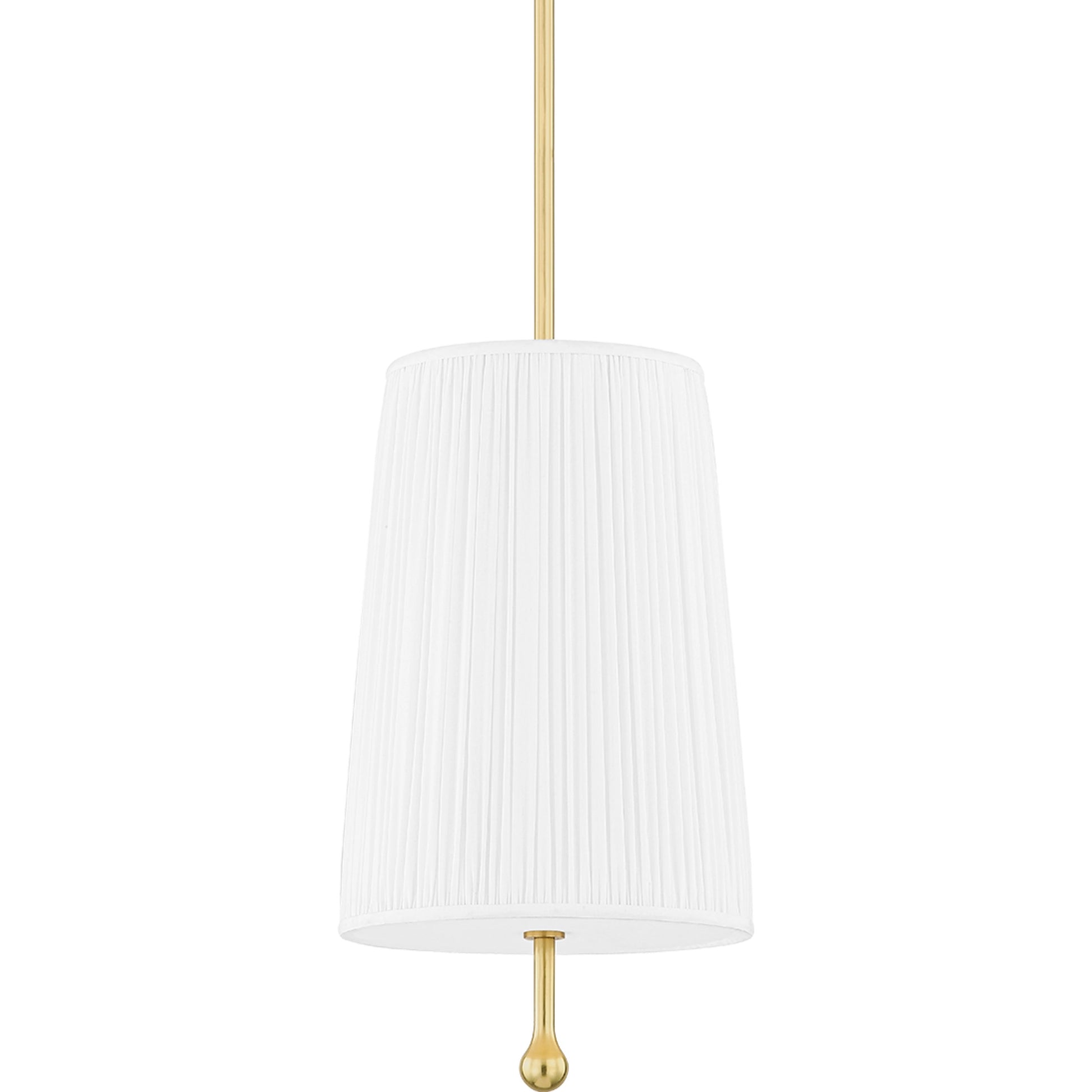 Adeline 1 Light Pendant by Mitzi in aged brass. Made from steel in a modern style.
