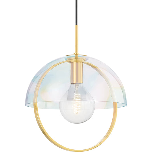 Meriah 1 Light Pendant by Mitzi in aged brass. Made from steel in a modern style.
