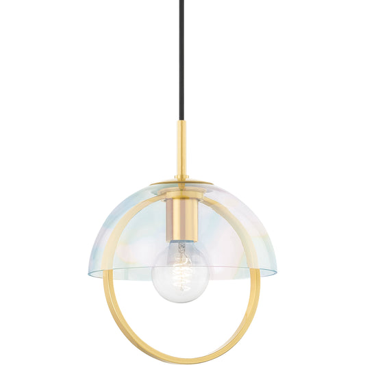 Meriah 1 Light Pendant by Mitzi in aged brass. Made from steel in a modern style.