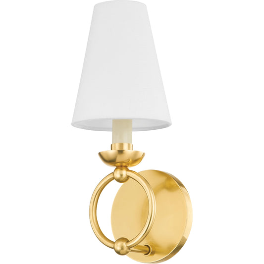 Haverford Wall Sconce by Mitzi in aged brass. Made from steel in a modern style.