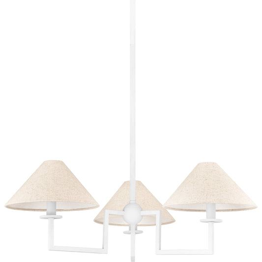 Gladwyne 3 Light Chandelier by Mitzi in textured white. Made from steel in a cottage & farmhouse style.
