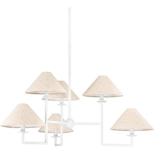 Gladwyne 6 Light Chandelier by Mitzi in textured white. Made from steel in a cottage & farmhouse style.