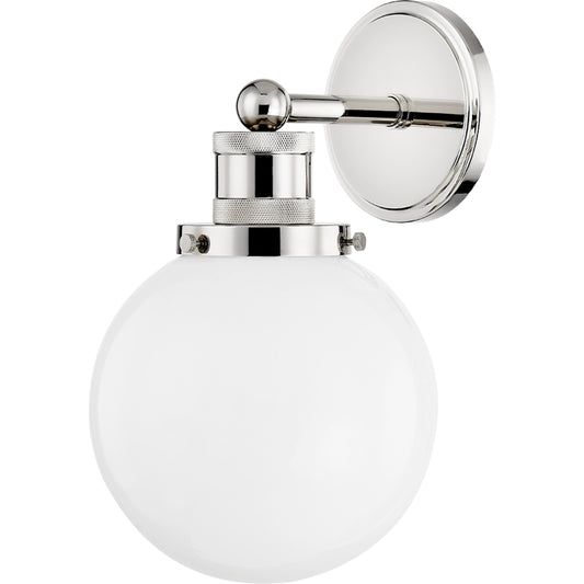 Beverly 1 Light Wall Sconce by Mitzi in polished nickel. Made from steel in a modern style.