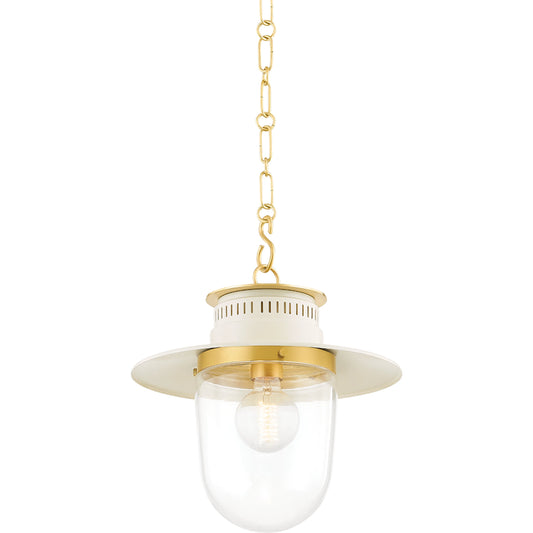 Nori 1 Light Pendant by Mitzi in aged brass. Made from steel in a modern style.
