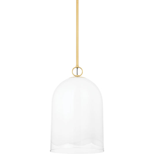 Lennon 1 Light Pendant by Mitzi in aged brass. Made from brass in a modern style.