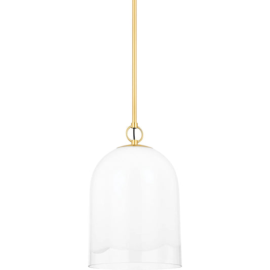 Lennon 1 Light Pendant by Mitzi in aged brass. Made from brass in a modern style.