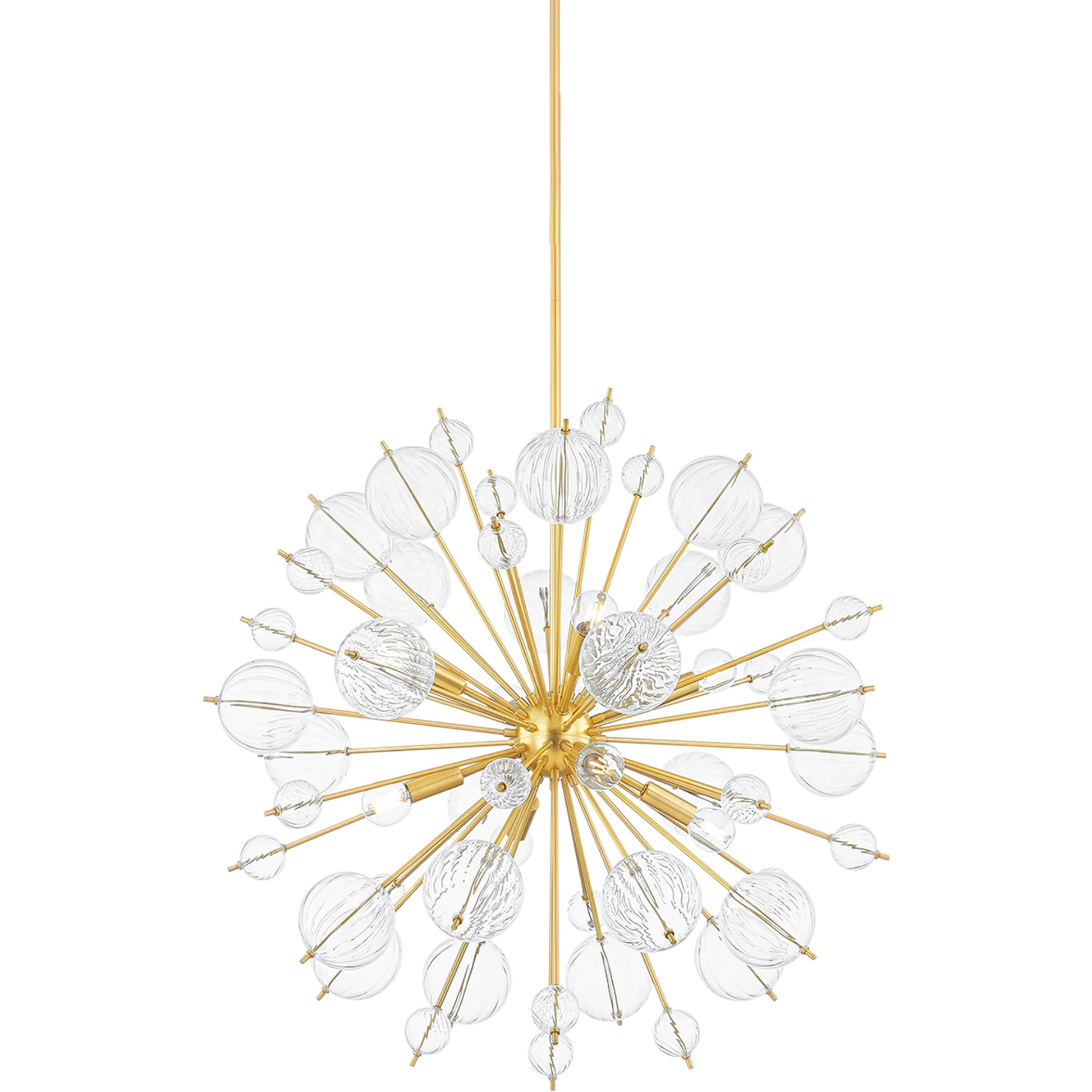 Linnea 8 Light Chandelier by Mitzi in aged brass. Made from brass in a modern style.