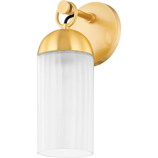 Emory Wall Sconce by Mitzi in aged brass. Made from brass in a modern style.