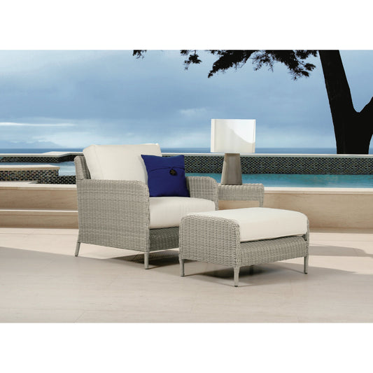 Manhattan Outdoor Club Chair by Sunset West in gray. Made from resin wicker in a modern style.