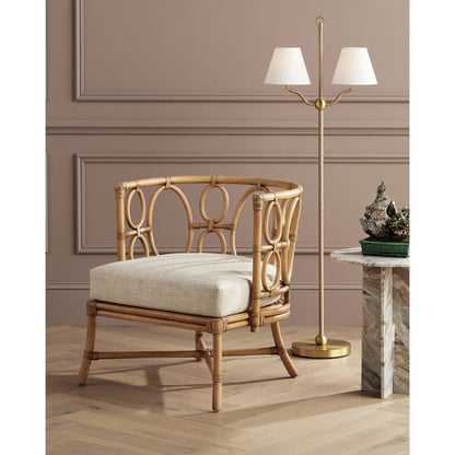 Tegal Muslin Chair by Currey and Company in rattan, natural. Made from rattan, wood, leather, finn natural in a coastal style.