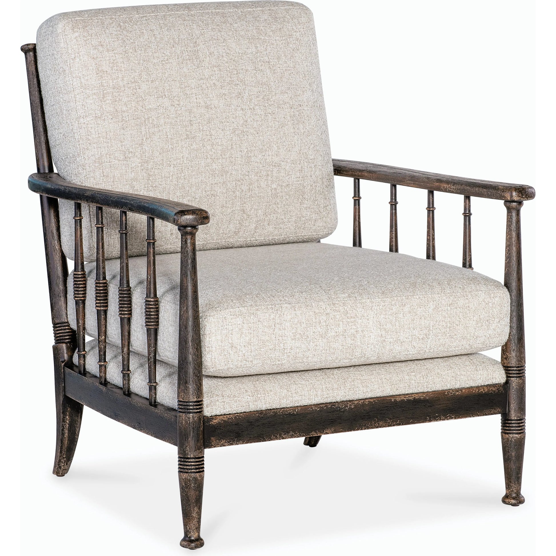Prairie Upholstered Chair by Hooker Furniture in beige. Made from oak veneers and fabric in a modern style.