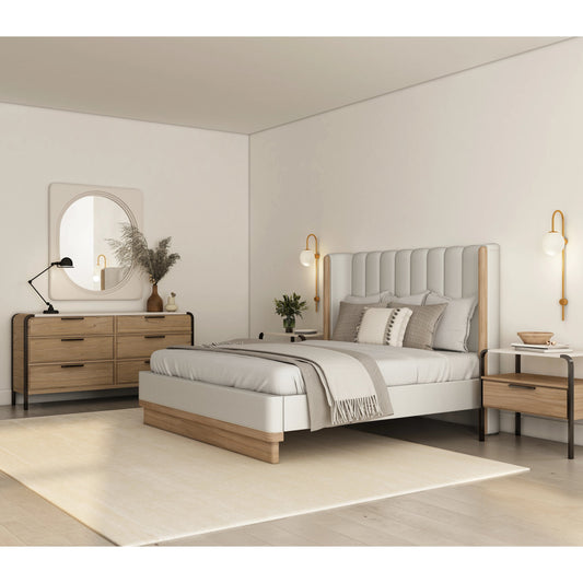 Portico Metal Leg Dresser by A.R.T. Furniture in sienna, white plaster. Made from parawood solids, mindi veneers, steel in a modern style.