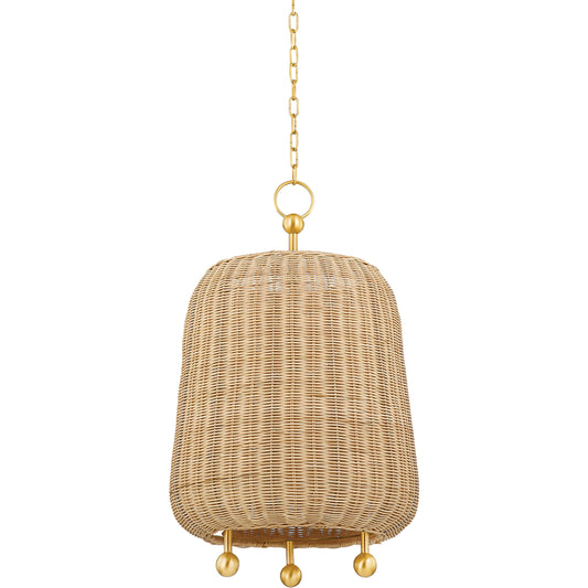 Elena Pendant by Mitzi in aged brass. Made from brass in a cottage & farmhouse style.