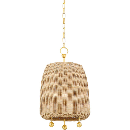 Elena Pendant by Mitzi in aged brass. Made from brass in a cottage & farmhouse style.