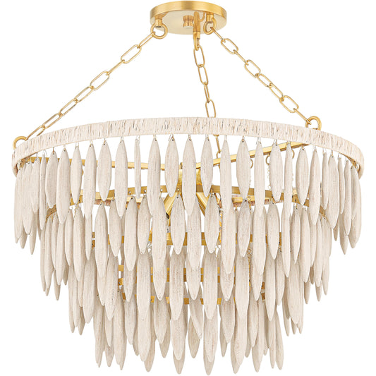 Tiffany 4 Light Chandelier by Mitzi in aged brass. Made from brass in a modern style.