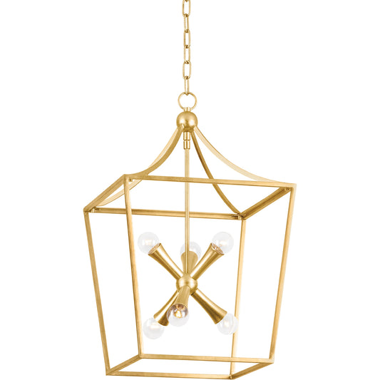 Kendall 6 Light Lantern by Mitzi in vintage gold leaf. Made from unique in a modern style.