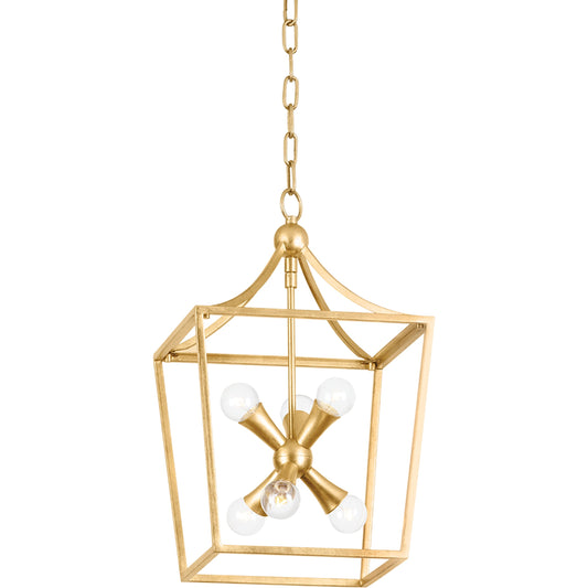 Kendall 6 Light Lantern by Mitzi in vintage gold leaf. Made from unique in a modern style.