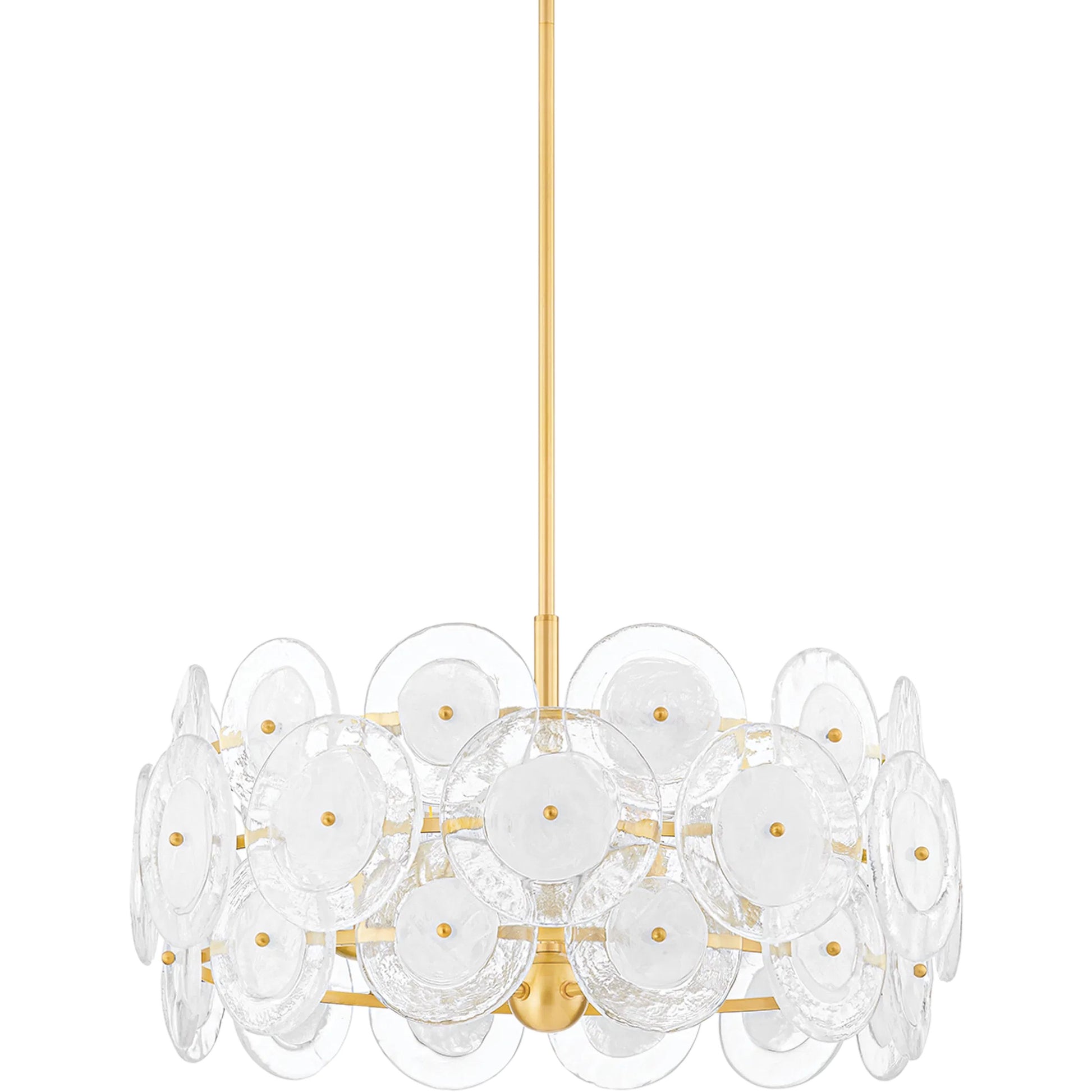 Zoella 5 Light Chandelier by Mitzi in aged brass. Made from brass in a modern style.