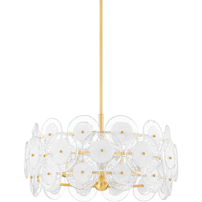 Zoella 5 Light Chandelier by Mitzi in aged brass. Made from brass in a modern style.