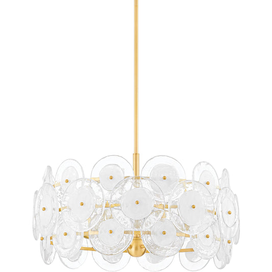 Zoella 5 Light Chandelier by Mitzi in aged brass. Made from brass in a modern style.