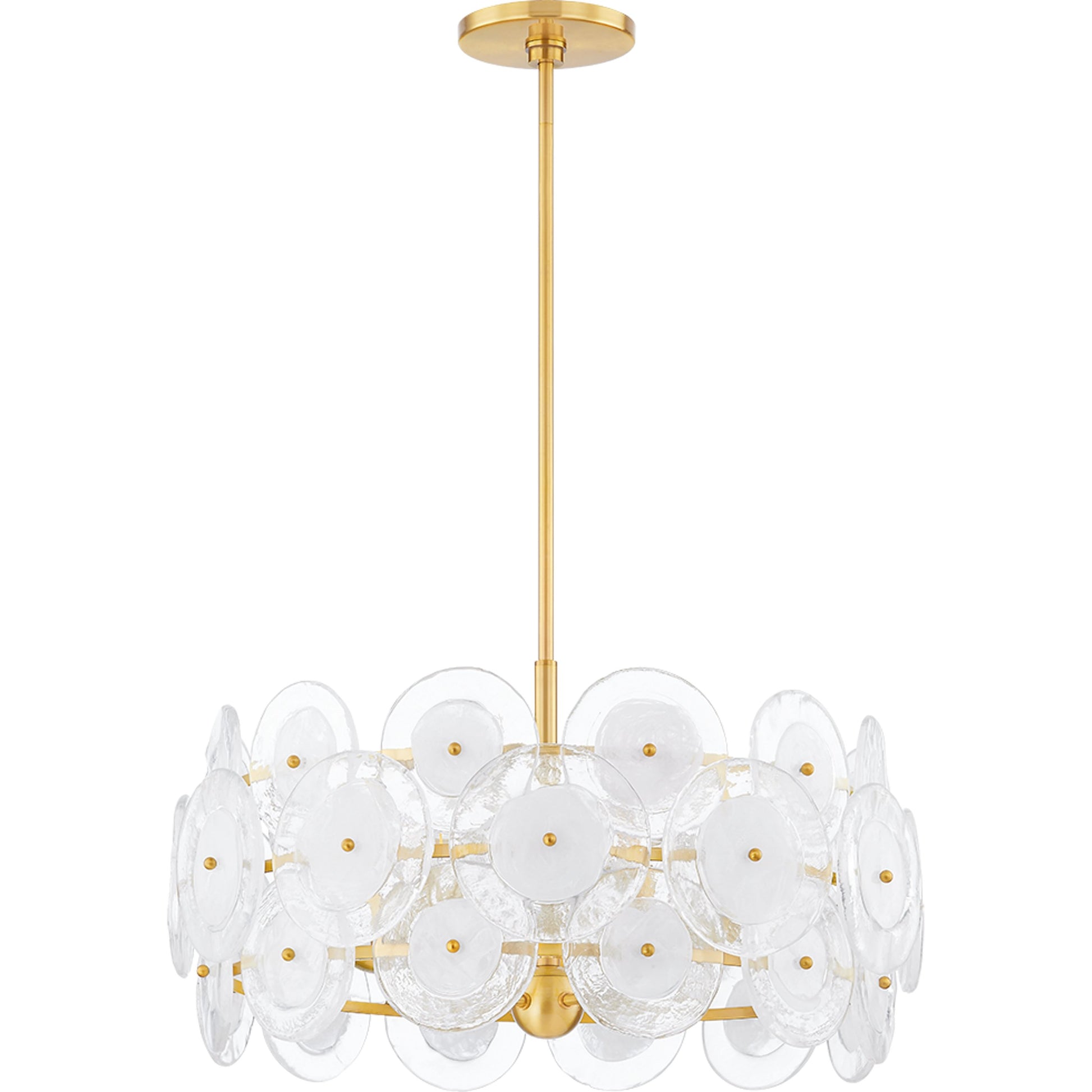 Zoella 5 Light Chandelier by Mitzi in aged brass. Made from brass in a modern style.