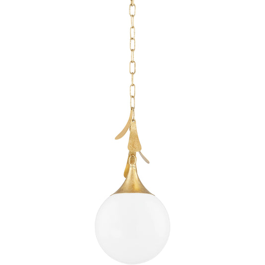Victoria 1 Light Pendant by Mitzi in vintage gold leaf. Made from unique in a modern style.