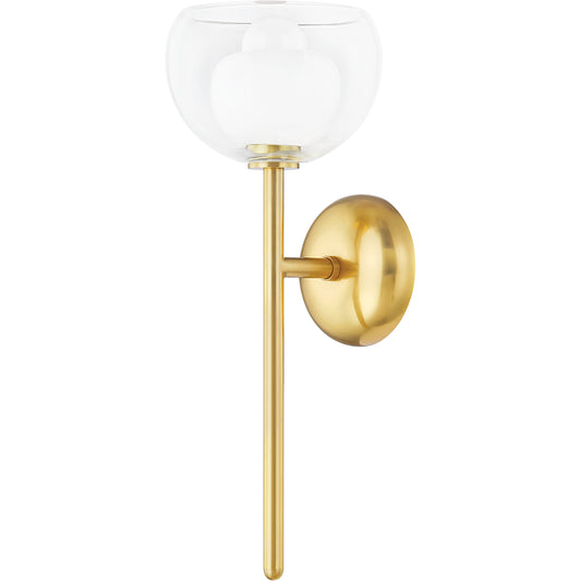 Cortney Wall Sconce by Mitzi in aged brass. Made from brass in a modern style.