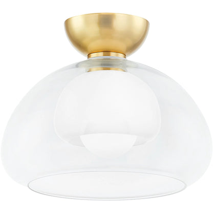 Cortney Semi Flush by Mitzi in aged brass. Made from brass in a modern style.