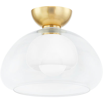Cortney Semi Flush by Mitzi in aged brass. Made from brass in a modern style.