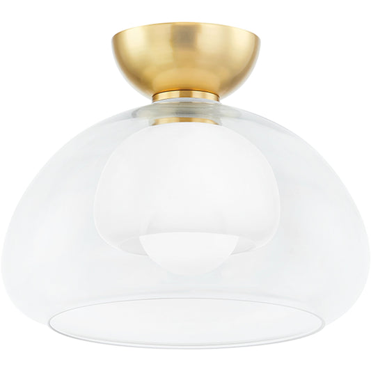 Cortney Semi Flush by Mitzi in aged brass. Made from brass in a modern style.
