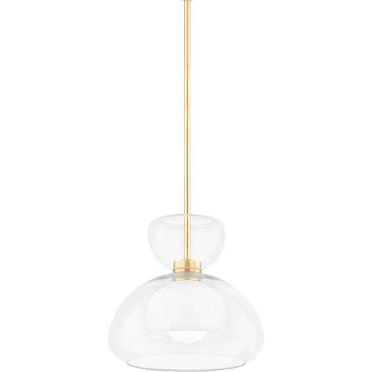Cortney Pendant by Mitzi in aged brass. Made from brass in a modern style.