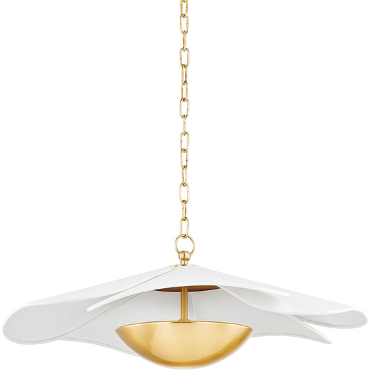 Madeline 1 Light Pendant by Mitzi in aged brass. Made from brass in a modern style.