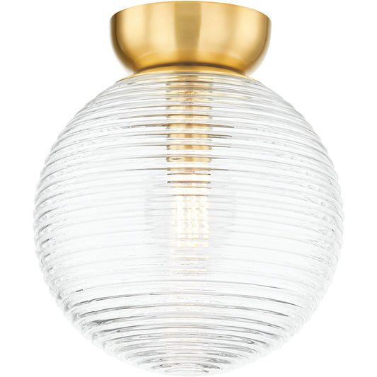 Sara 1 Light Flush Mount by Mitzi in aged brass. Made from brass in a modern style.