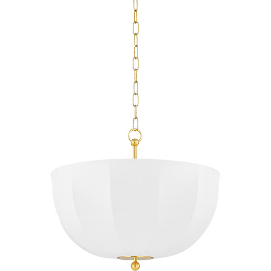 Meshelle 1 Light Pendant by Mitzi in aged brass. Made from brass in a modern style.