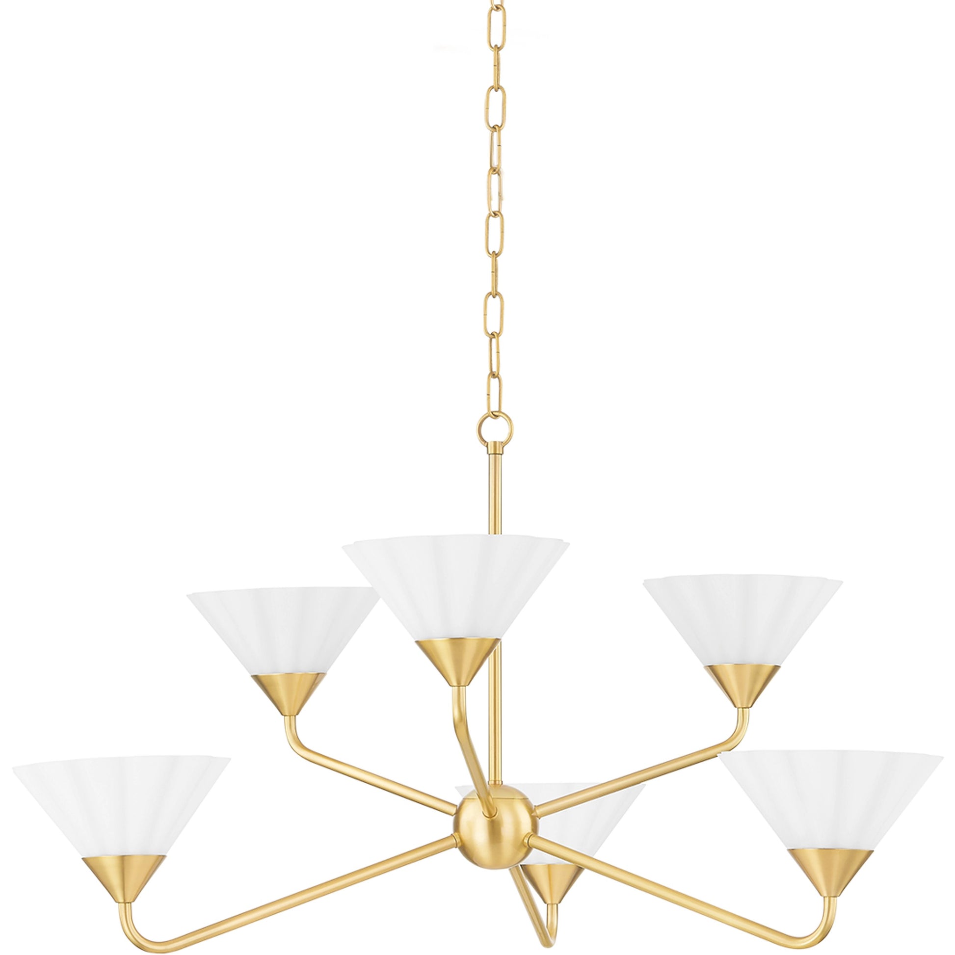 Kelsey 6 Light Chandelier by Mitzi in textured white. Made from metal in a modern style.