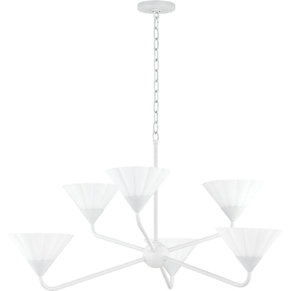 Kelsey 6 Light Chandelier by Mitzi in textured white. Made from metal in a modern style.