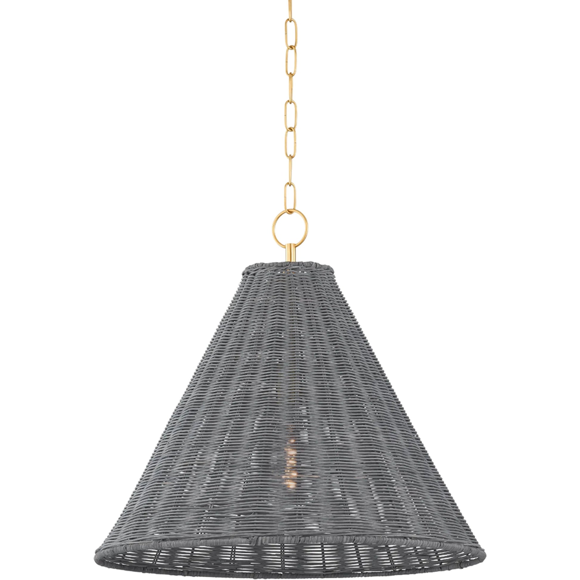 Destiny Pendant by Mitzi in aged brass. Made from steel in a rustic style.