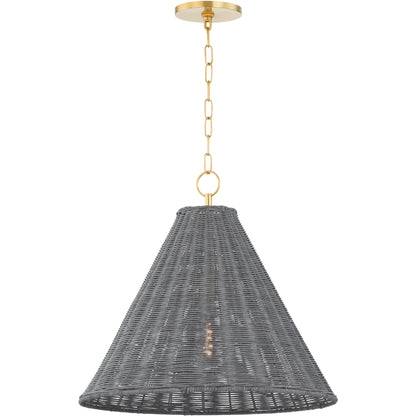 Destiny Pendant by Mitzi in aged brass. Made from steel in a rustic style.