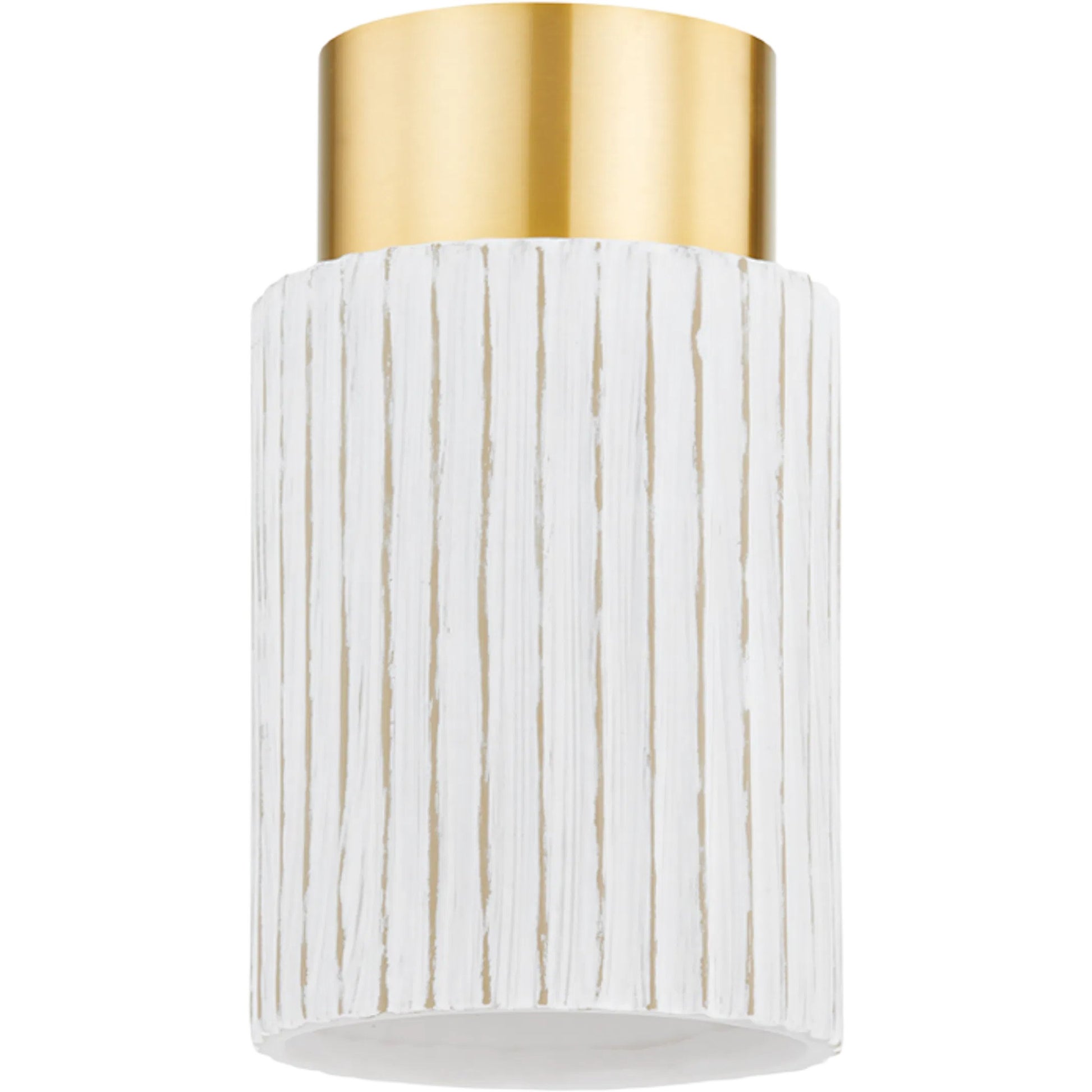 Corissa Flush Mount by Mitzi in aged brass, ceramic whitewash bisque. Made from ceramic in a transitional style.