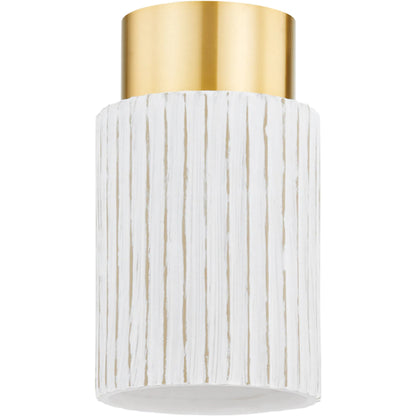 Corissa Flush Mount by Mitzi in aged brass, ceramic whitewash bisque. Made from ceramic in a transitional style.