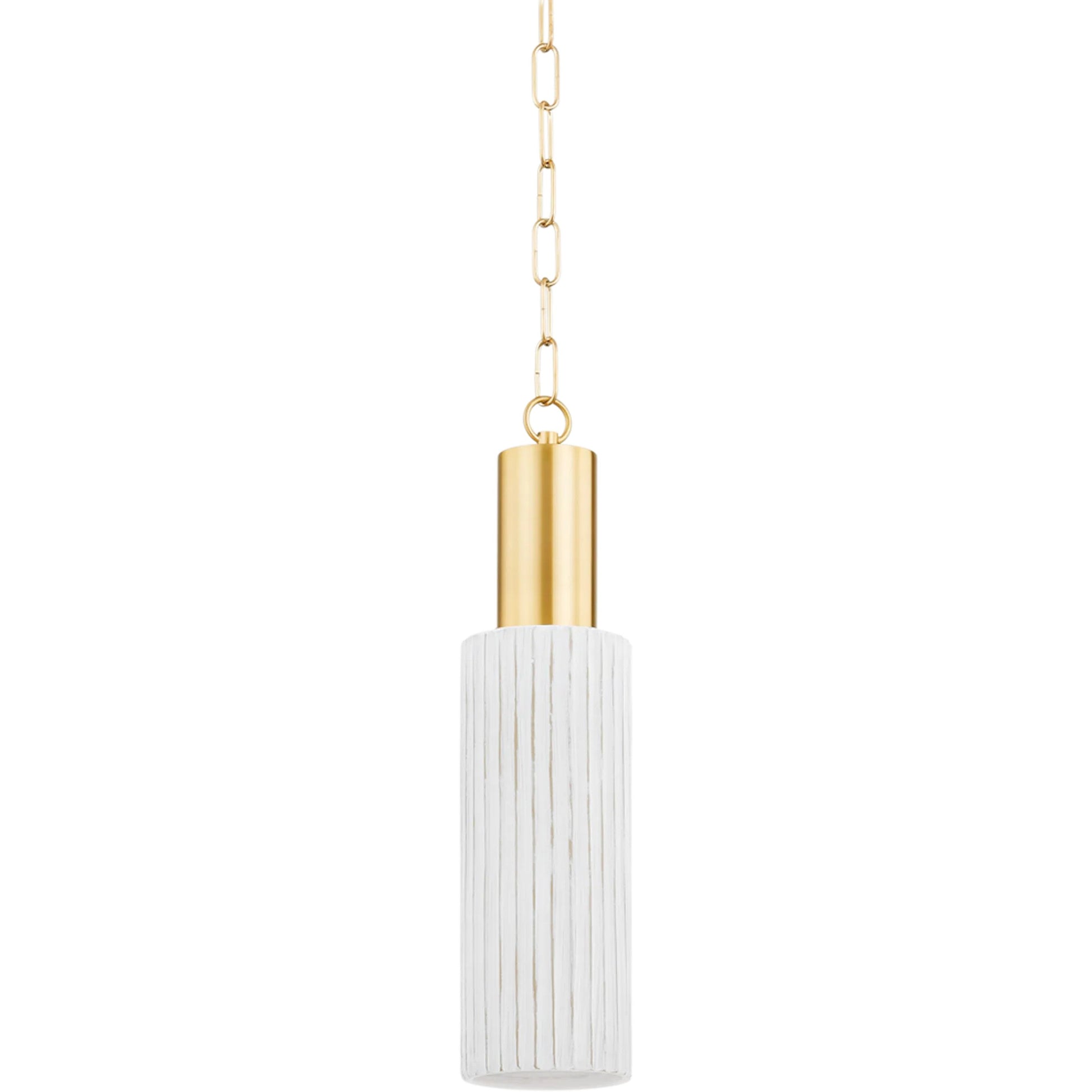 Corissa Pendant by Mitzi in aged brass, ceramic whitewash bisque. Made from ceramic in a transitional style.
