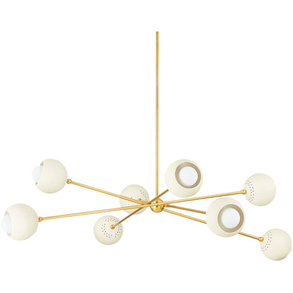 Saylor Chandelier by Mitzi in aged brass, soft cream. Made from steel in a modern style.